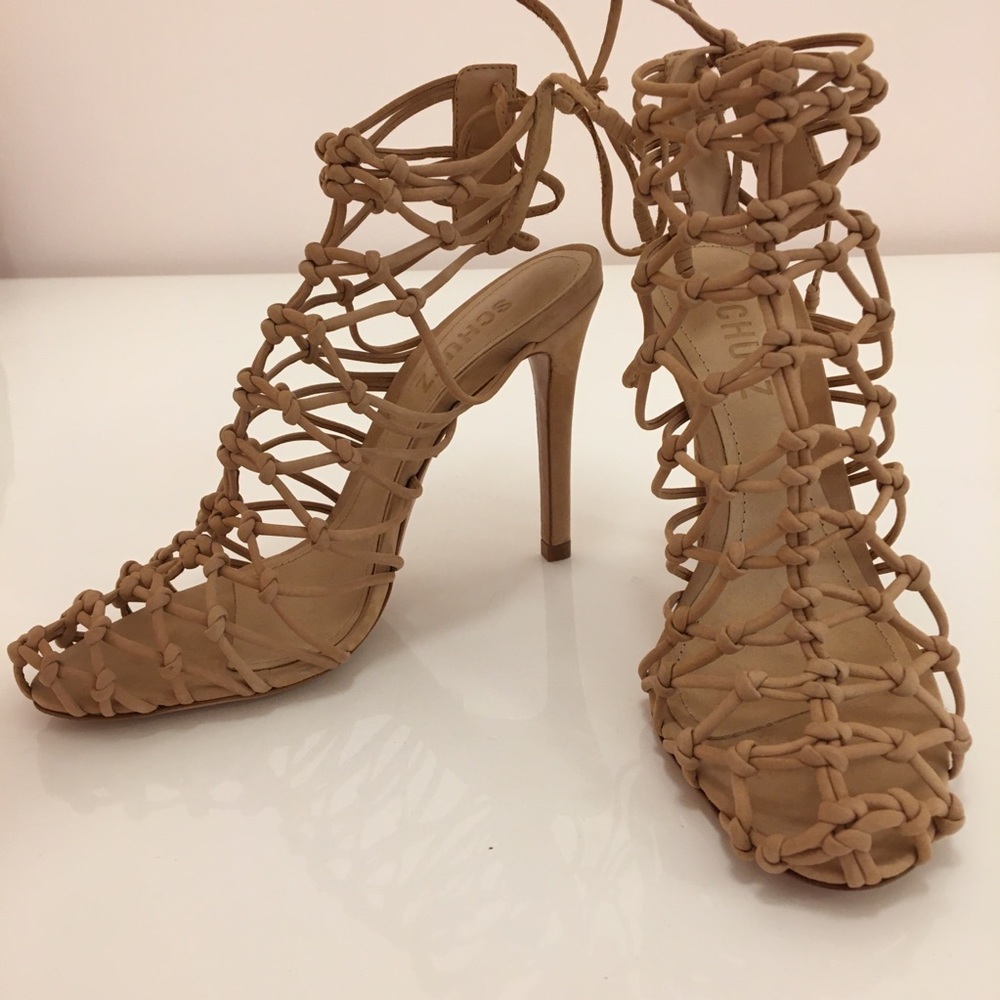 SCHUTZ Tan Strappy Heels